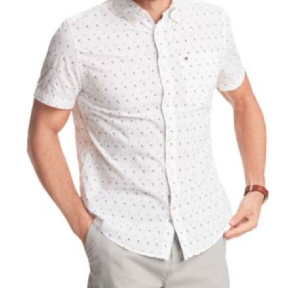 Guess Geometric Print Button Down Short Sleeve Sh… - image 1
